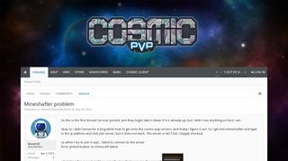Mineshafter problem | CosmicPvP Forums