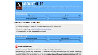 Delete your Mingle2 account | accountkiller.com