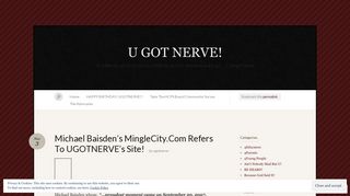 Michael Baisden's MingleCity.Com Refers To UGOTNERVE's Site! « U ...