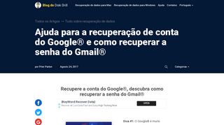 Recuperação de conta do Google e como recuperar a senha do Gmail