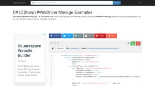 IWebDriver.Manage C# (CSharp) Method Code Examples ...