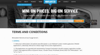 Minicabster: Terms and Conditions