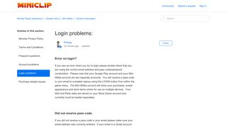 Login problems: – Miniclip Player Experience