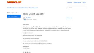 Tanki Online Support – Miniclip Player Experience