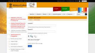 User account | Ministry of Culture, Government of India