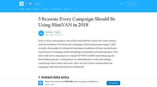 5 Reasons Every Campaign Should Be Using MiniVAN in 2018