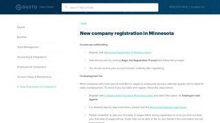 New company registration in Minnesota - Gusto Support
