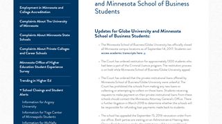 Information for Globe University and Minnesota School of Business ...