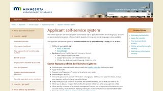 Applicant self-service system - Minnesota Unemployment Insurance