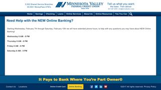 Need Help with the NEW Online Banking? | Minnesota Valley Federal ...