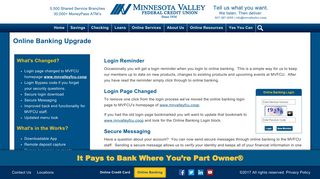 Online Banking Upgrade | Minnesota Valley Federal Credit Union