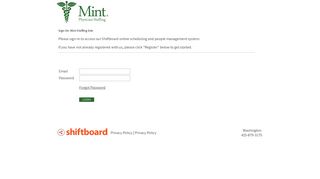 Welcome to Mint Staffing Shiftboard Login Page