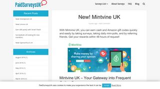 New! Mintvine UK – Paid UK Surveys