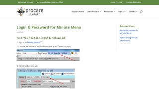 Login & Password for Minute Menu - Procare Support