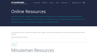 Online Resources | MLN - Minuteman Library Network