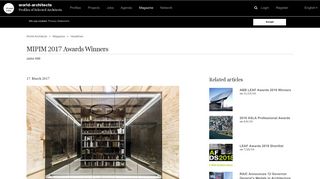 MIPIM 2017 Awards Winners - - World-Architects