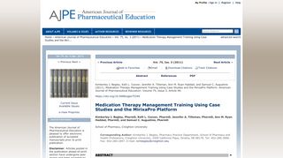 Medication Therapy Management Training Using Case Studies and ...