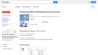 Engineering MIS for Strategic Business Processes