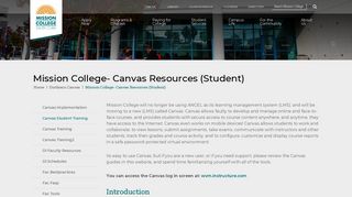 Mission College- Canvas Resources (Student)