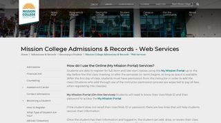 Mission College Admissions & Records - Web Services