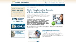 Mission Valley Bank's New Generation of Online & eBanking Services
