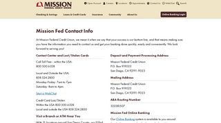 Contact Mission Fed - Mission Federal Credit Union