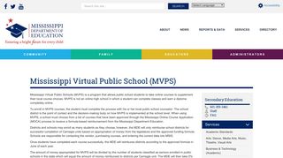 Mississippi Virtual Public School (MVPS) | The Mississippi Department ...