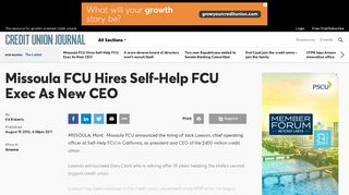 Missoula FCU Hires Self-Help FCU Exec As New CEO | Credit Union ...
