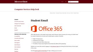 Student Email - Computer Services Help Desk - Missouri State University