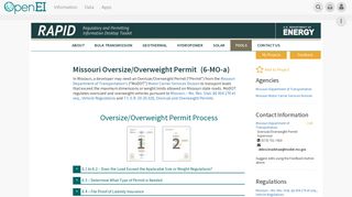 Missouri Oversize/Overweight Permit | RAPID Toolkit | OpenEI