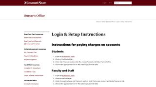 Login & Setup Instructions - Bursar's Office - Missouri State University