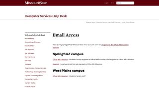 Email Access - Computer Services Help Desk - Missouri State University