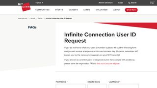 Infinite Connection User ID Request | alum.mit.edu - MIT Alumni ...