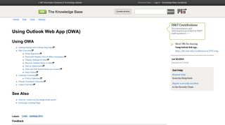 Using Outlook Web App (OWA) - The Knowledge Base - MIT