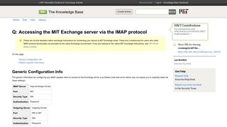 Accessing the MIT Exchange server via the IMAP protocol - IS&T ...