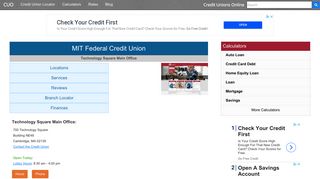 MIT Federal Credit Union - Cambridge, MA - Credit Unions Online