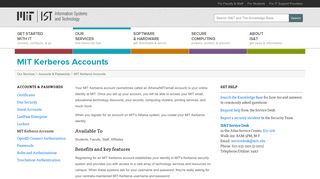 MIT Kerberos Accounts | Information Systems & Technology - MIT IST