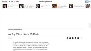 Ashley Mitek, Travis McDade: Weddings - The New York Times