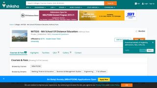 MITSDE - Mit School Of Distance Education, Pune - Courses ...
