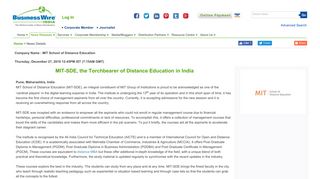 MIT-SDE, the Torchbearer of Distance Education in India