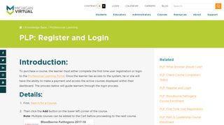 PLP: Register and Login - Michigan Virtual