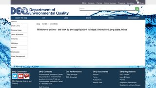 DEQ - MiWaters online - the link to the application is https://miwaters ...