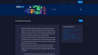 Creating an Account – Mixer