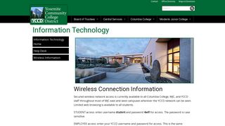 YCCD - Wireless Connection Information