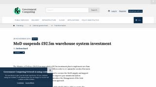 MoD suspends £92.5m warehouse system investment