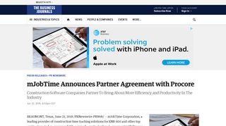 mJobTime Announces Partner Agreement with Procore - The ...