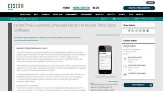 mJobTime Launches Employee Portal For Mobile Time Clock Software