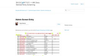 Admin Screen Entry – Descartes MK Denial.com™