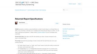 Returned Report Specifications – Descartes MK Denial.com™