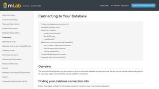 Connecting to Your Database | mLab Documentation & Support